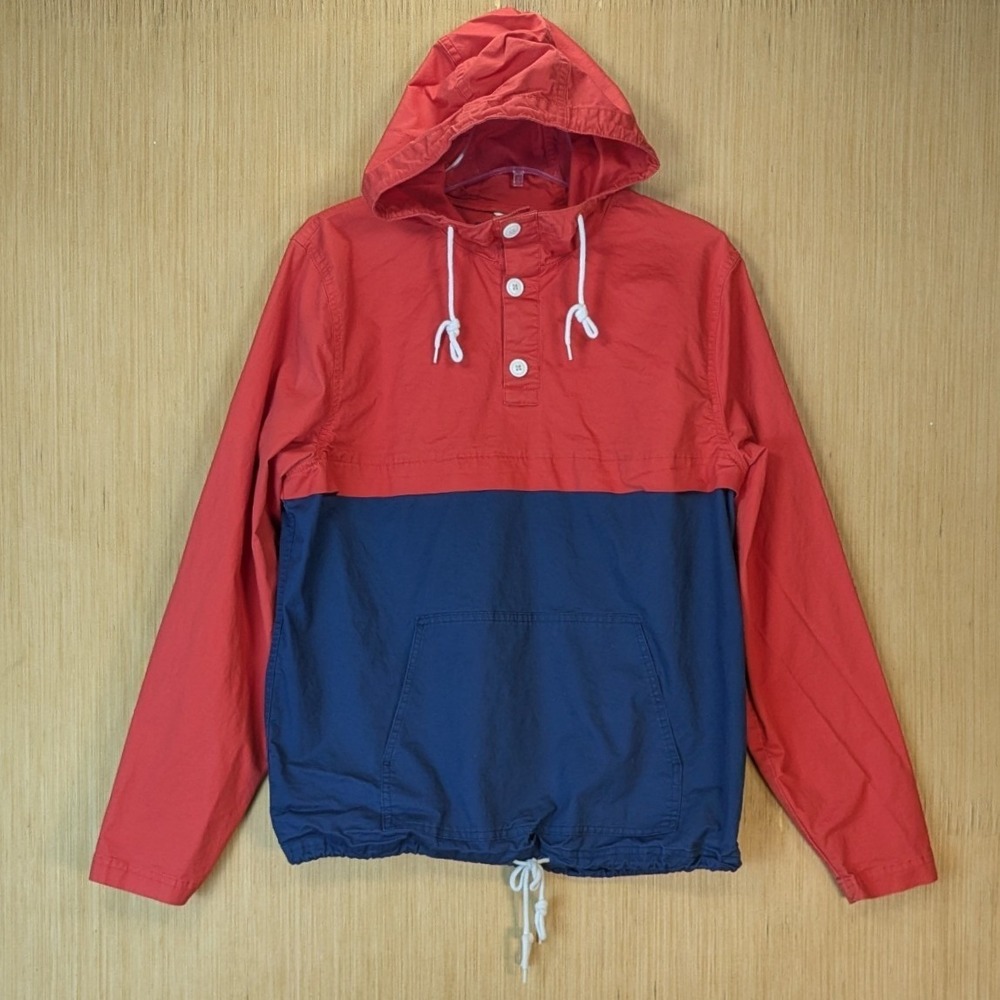 Old Navy Mens Medium Colorblock Anorak Jacket Preppy Streetwear Red Navy Blue